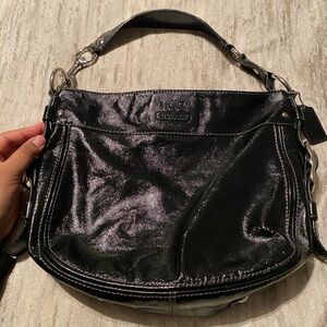Coach black leather shoulder bag